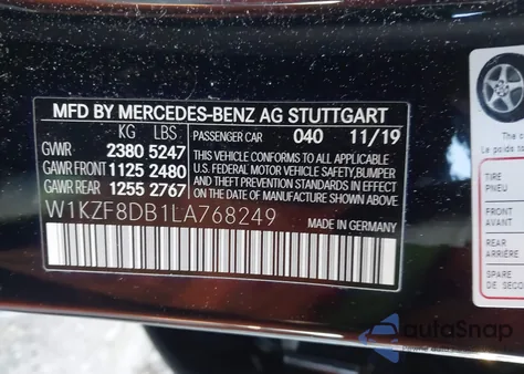 2020 Mercedes-Benz E 350 from USA, damaged, VIN W1KZF8DB1LA768249